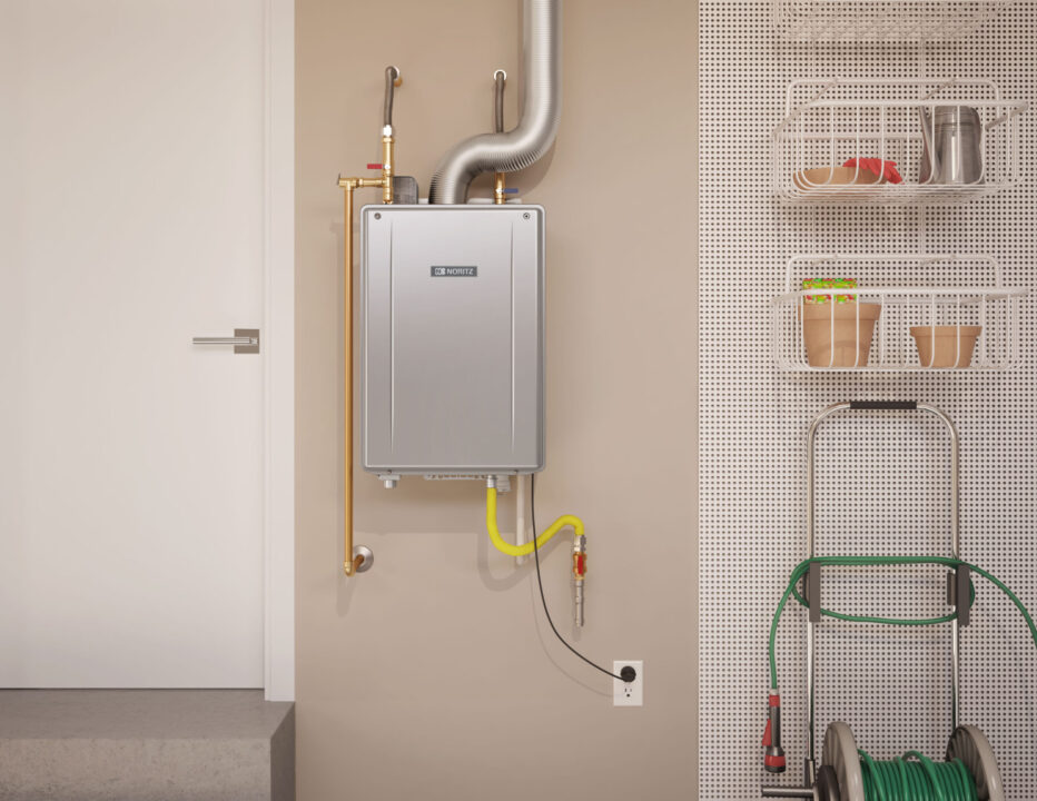 noritz tankless water heater in garage